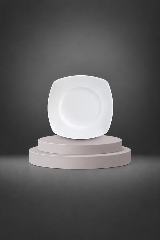 Assiette Carré chauffante "Carrios" (23cm) Porcelaine blanche