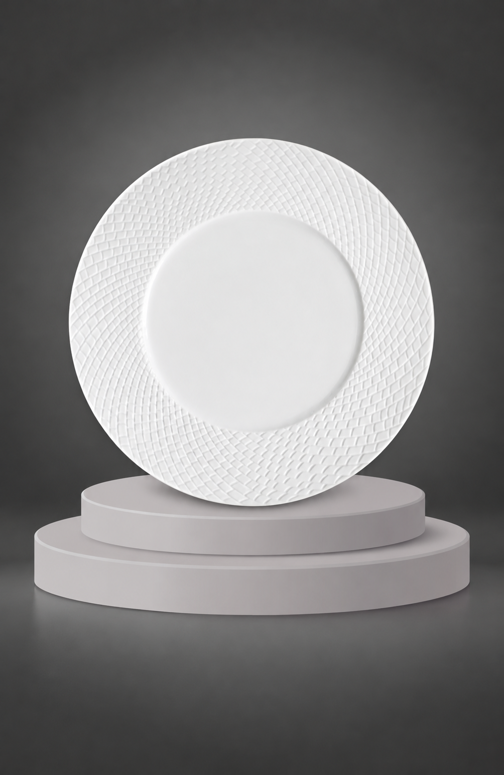 Assiette chauffante "Textura" (27cm) porcelaine blanche