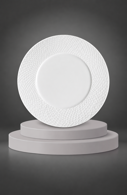 Assiette chauffante "Textura" (27cm) porcelaine blanche